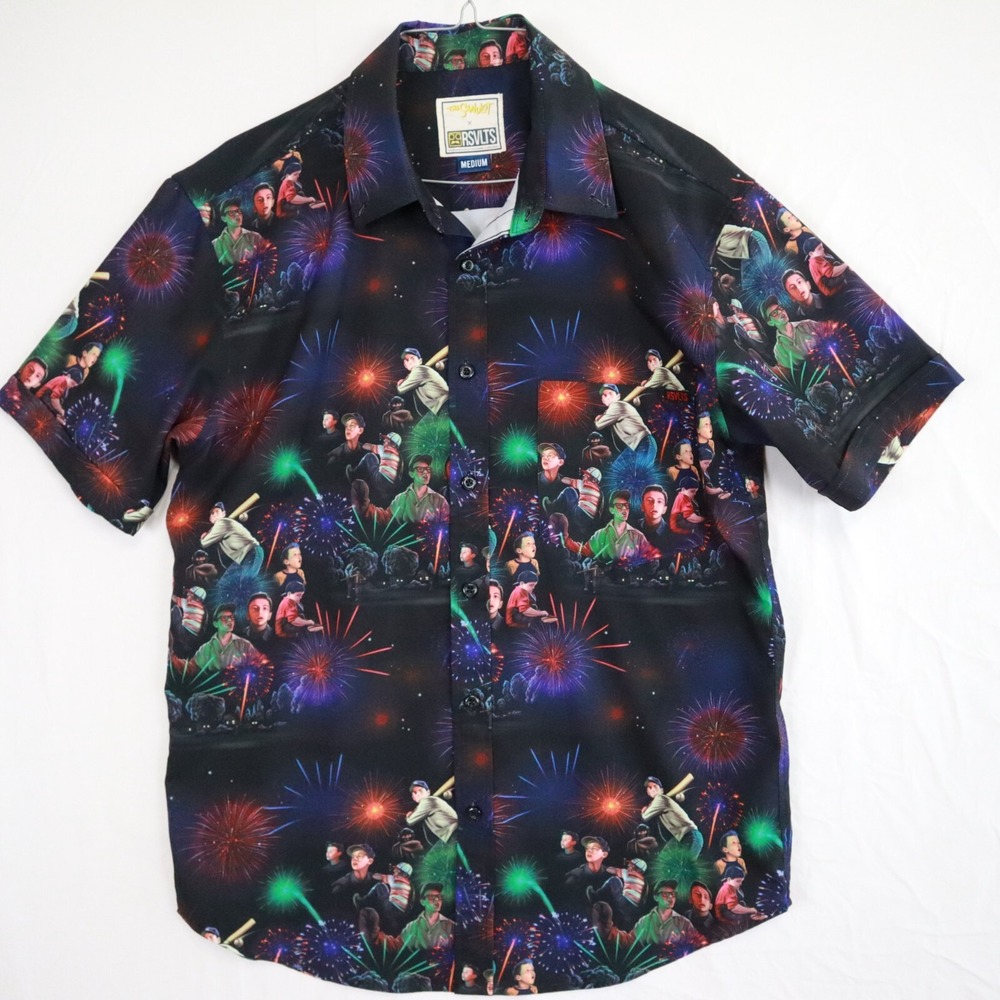 RSVLTS The Sandlot Shirt Mens Medium Nightgame Fireworks Button Up‎ Short Sleeve